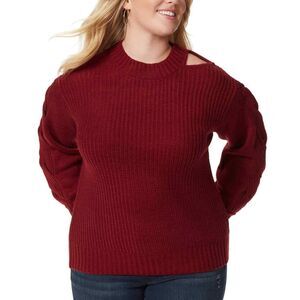 Jessica Simpson Dark Red Emmalynn Cable Cutout Sweater Knit Plus Size Medium New